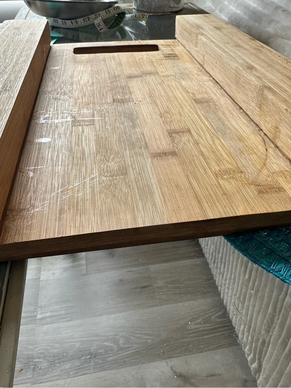 Napolean Bamboo Cutting Board with Removable Stainless Steel Bowls NWOT